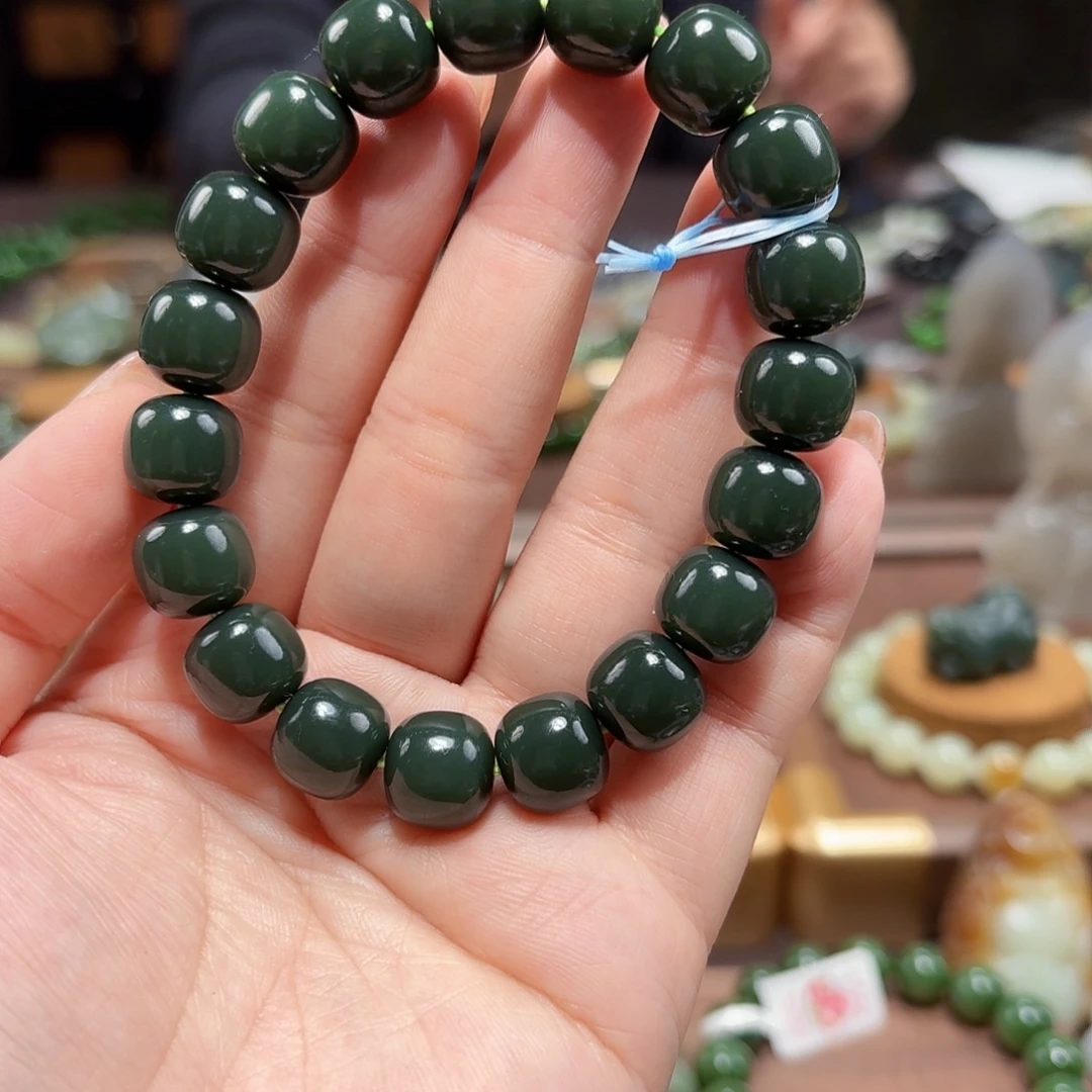 和田玉未镶嵌手链沙枣青蓝调 12