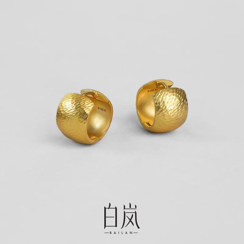 925银耳饰 白岚鸣沙耳圈耳环耳饰女高级气质复古轻奢饰品ED4716