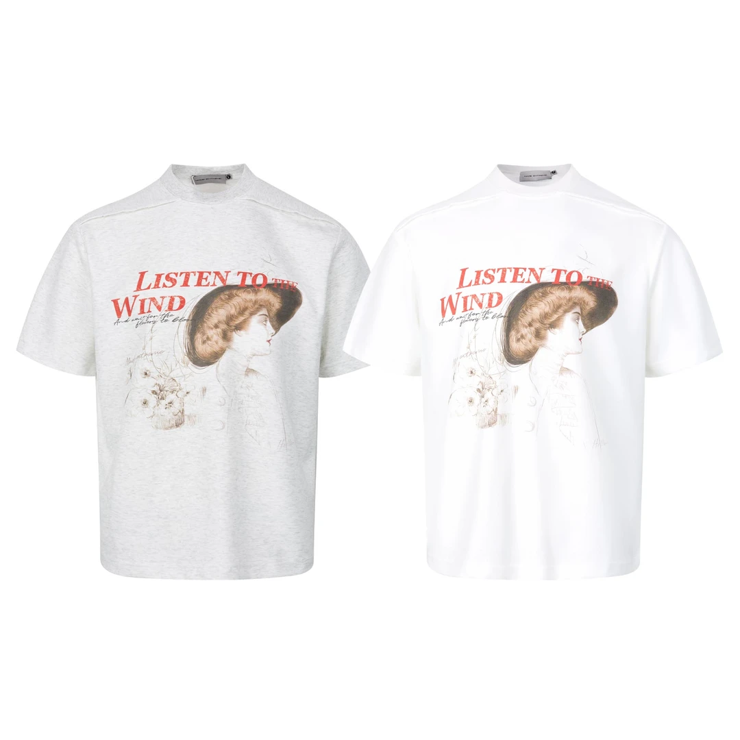 【EME】复古美式白墨直喷设计感人物印花长袖圆领卫衣潮牌上衣