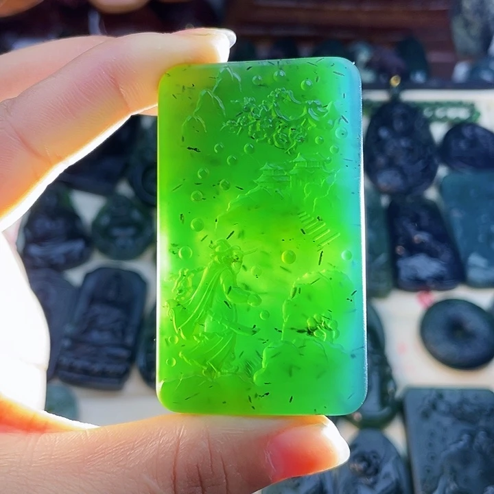 蛇纹石玉未镶嵌挂件泰山玉牌子精品