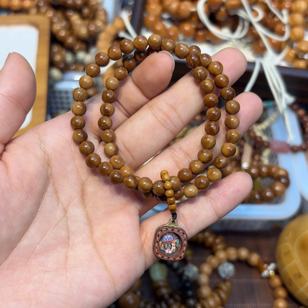 吊坠白玉菩提卡6库克双圈+唐卡