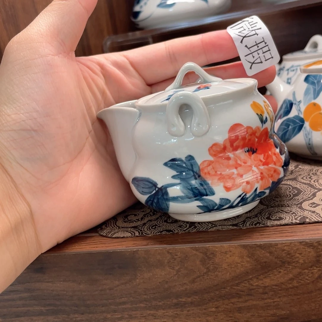 釉下手绘茶具微瑕