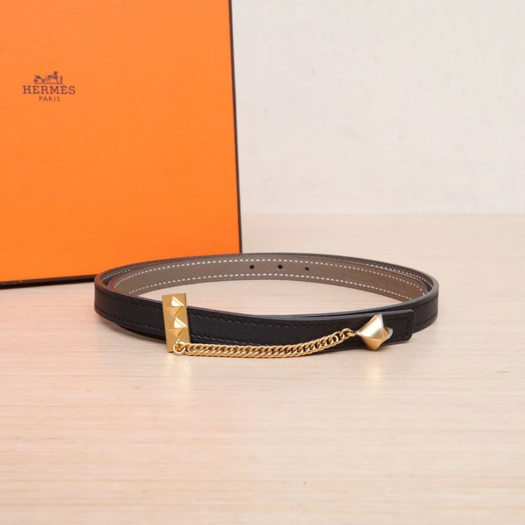 99新 Hermes/爱马仕 花花 Z刻 Gourmette Equestre 腰带 70cm