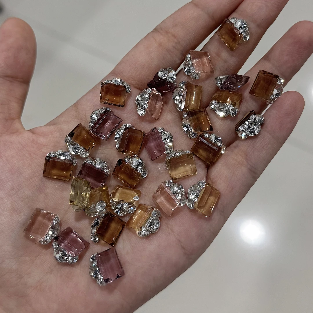 无底托高品秋冬透色美拉德施家华子切冰糖堆钻长直角堆钻10*11mm