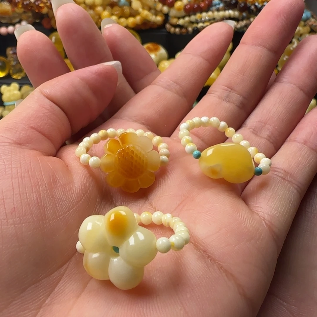 蜜蜡未镶嵌颈饰蜜蜡DIY戒指（多样性发其一）