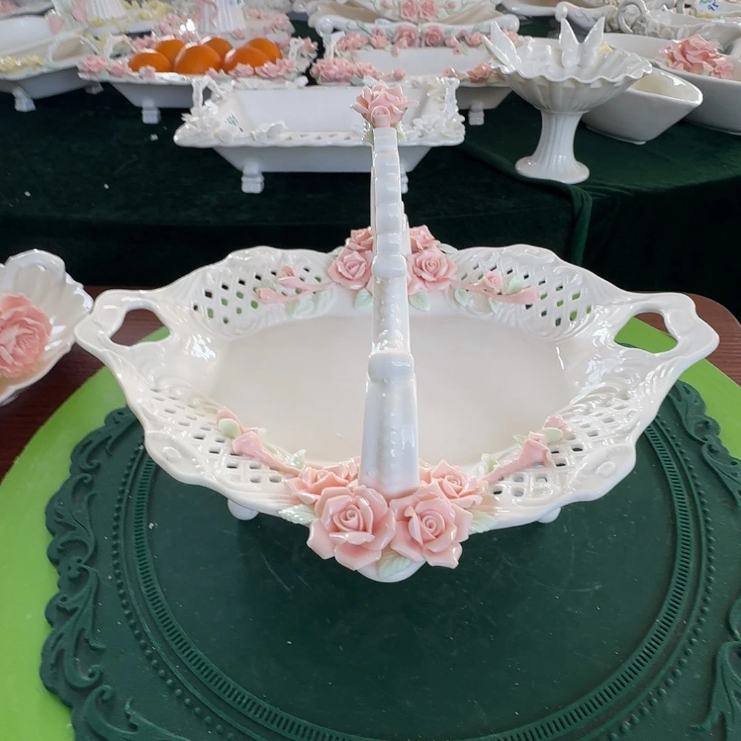 玫瑰花高脚提篮水果盘