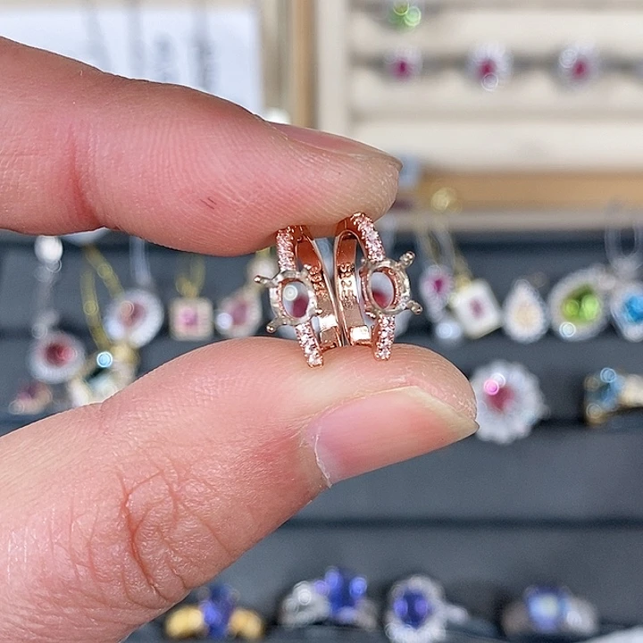 海蓝宝石戒圈银S925镶嵌