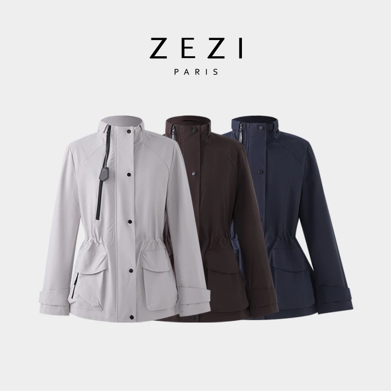 ZEZI环保短款风衣宽松阔版显瘦外套秋季新款女装休闲时尚风衣新款