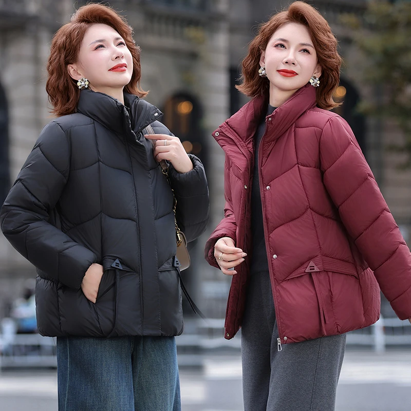 中老年女装加绒小棉衣加厚短款小棉袄气质妈妈装大码轻薄保暖棉服