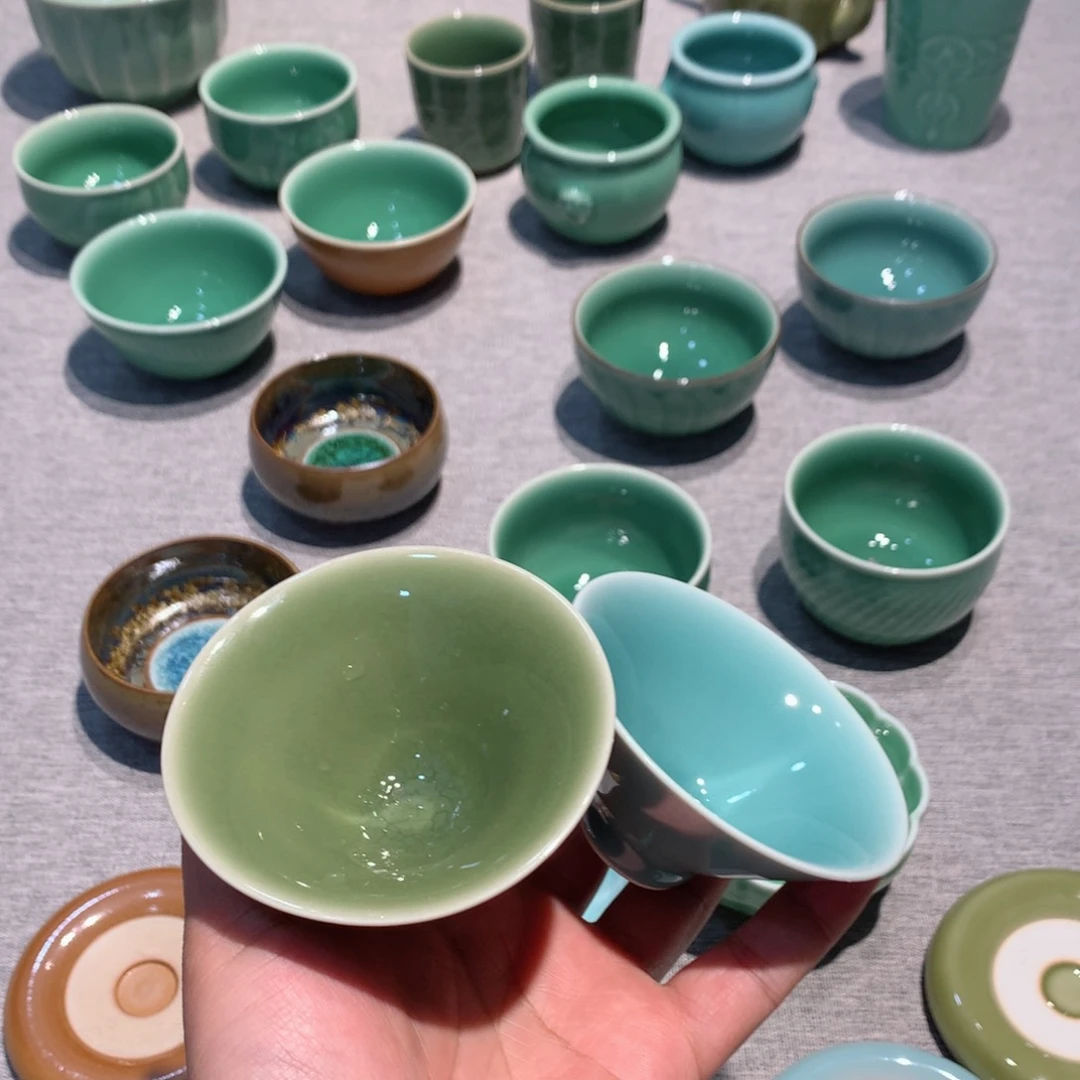 知**了龙泉青瓷茶具一对