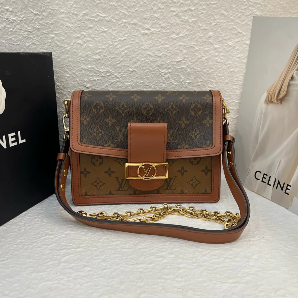 99新 LouisVuitton/路易威登 LV老花达芙妮中号Dauphine新款铜牌