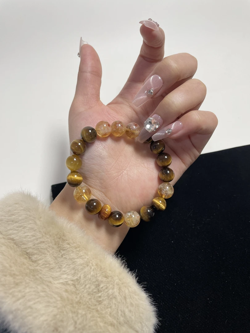 非金属布艺手链 天然虎眼招财黄塔手串原创设计 礼物 多样发其一