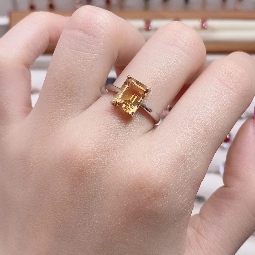 黄晶银S925镶嵌戒指