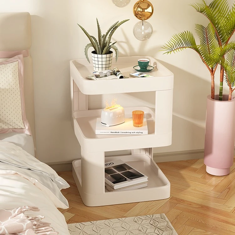 简易塑料床头柜床边置物架替代简约现代家轻原木色落地边柜