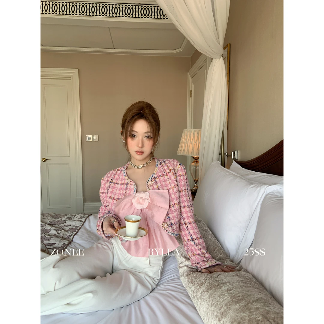 ZONEE 粉红粉红的一天 设计感小香外套女