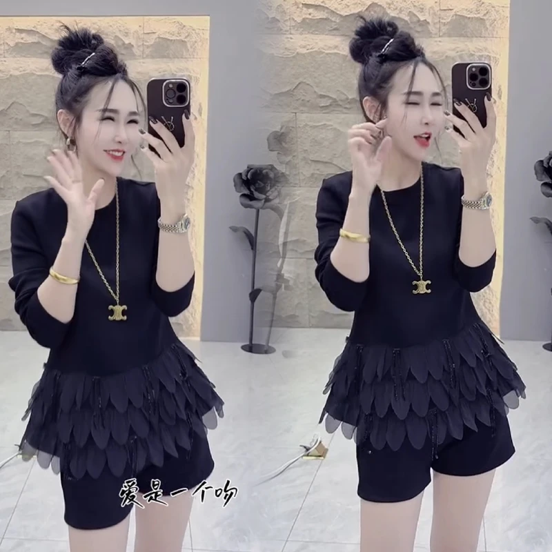 2025秋冬新款时尚显瘦气质网红高档套装女高级百搭宽松大码两件套