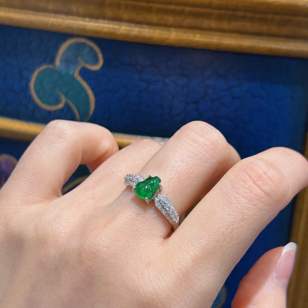 S925银翡翠戒指开口-多样性发一裸石6*8-FC125