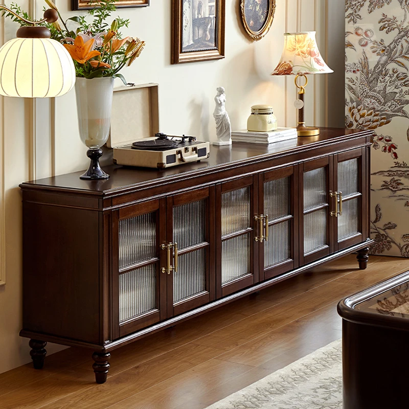 美式复古全实木电视柜茶几组合高级感客厅收纳储物柜高款电视机柜