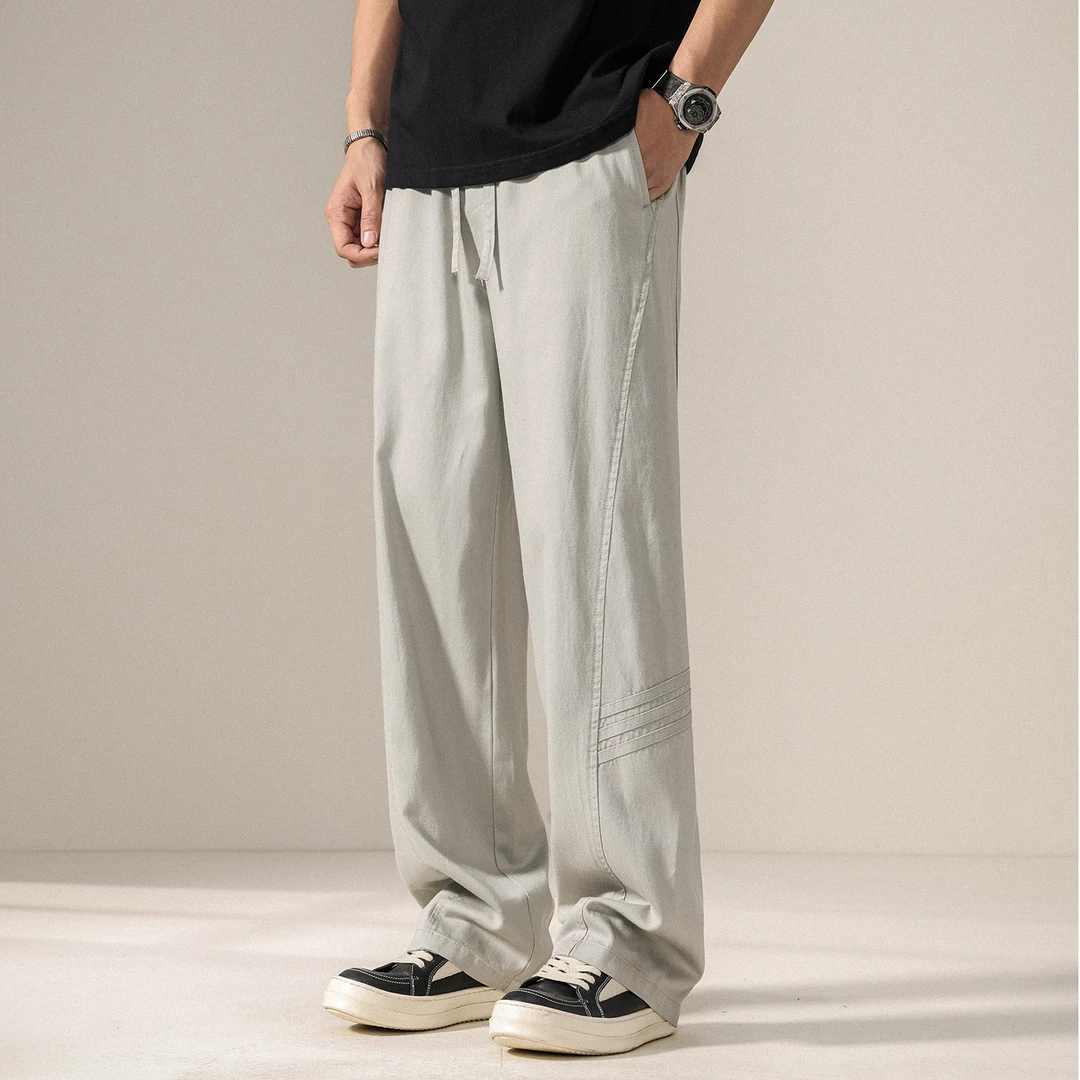 法国Cebrodz莱赛尔天丝直筒休闲裤男夏季2025薄款宽松垂感阔腿裤