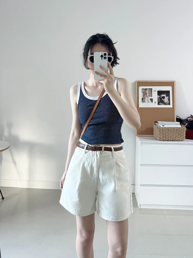 米黄牛仔短裤女夏季凉感宽松显瘦韩版学生外穿a字阔腿薄款热裤