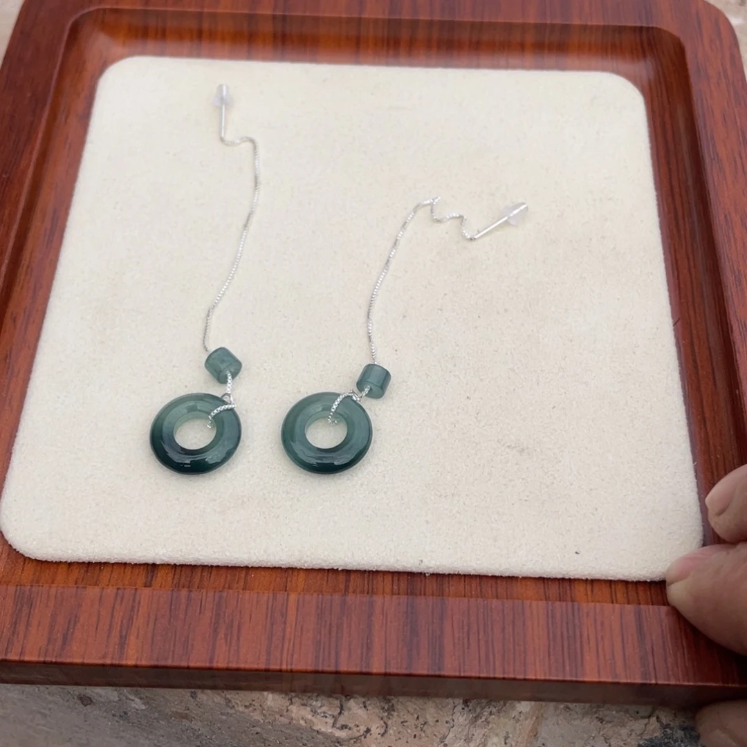 翡翠耳饰未镶嵌蓝水耳线