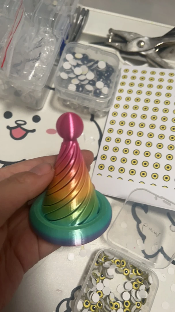 彩虹色螺旋圣诞帽 8cm高