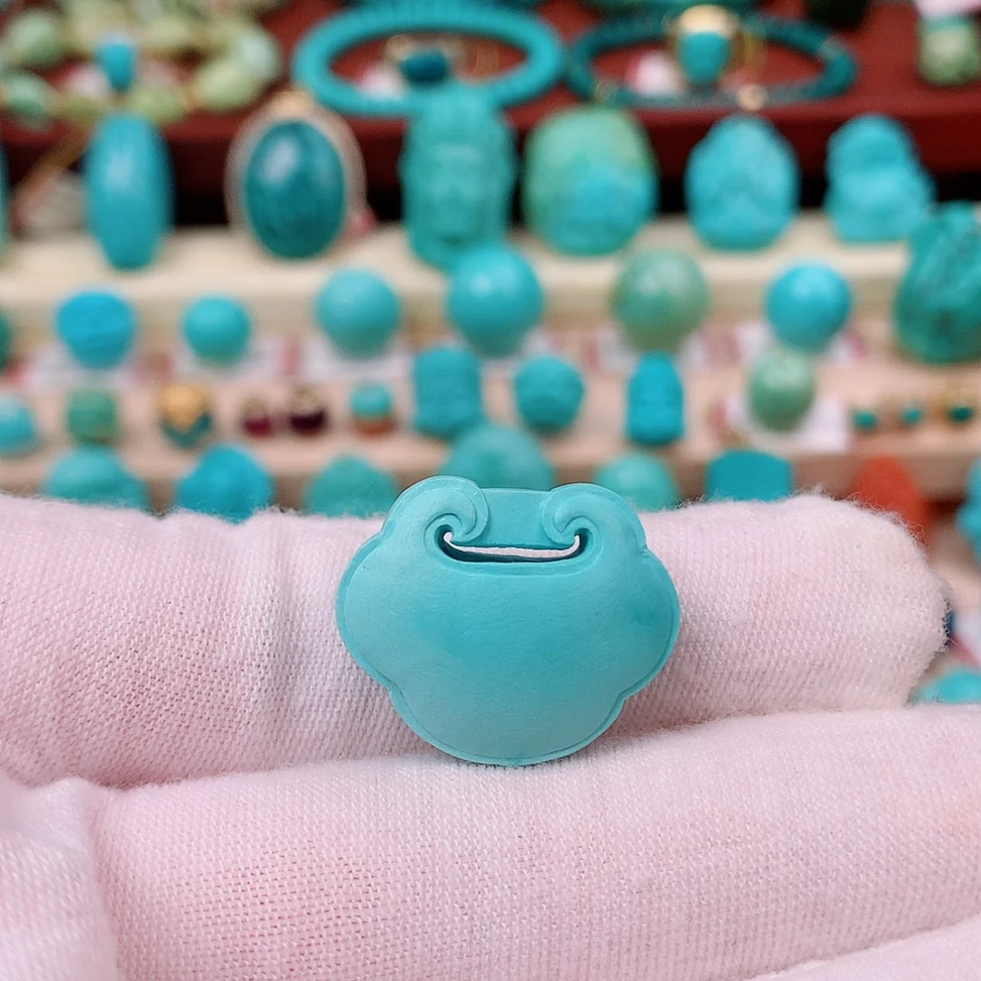 绿松石未镶嵌配饰平安如意锁