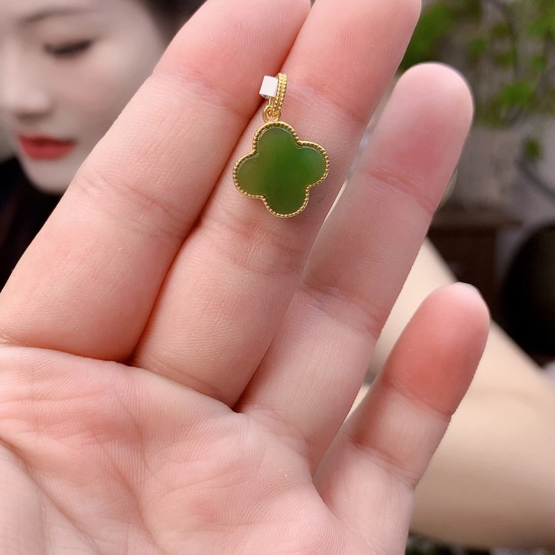 和田玉（碧玉）银S925镶嵌吊坠(不含链)吊坠