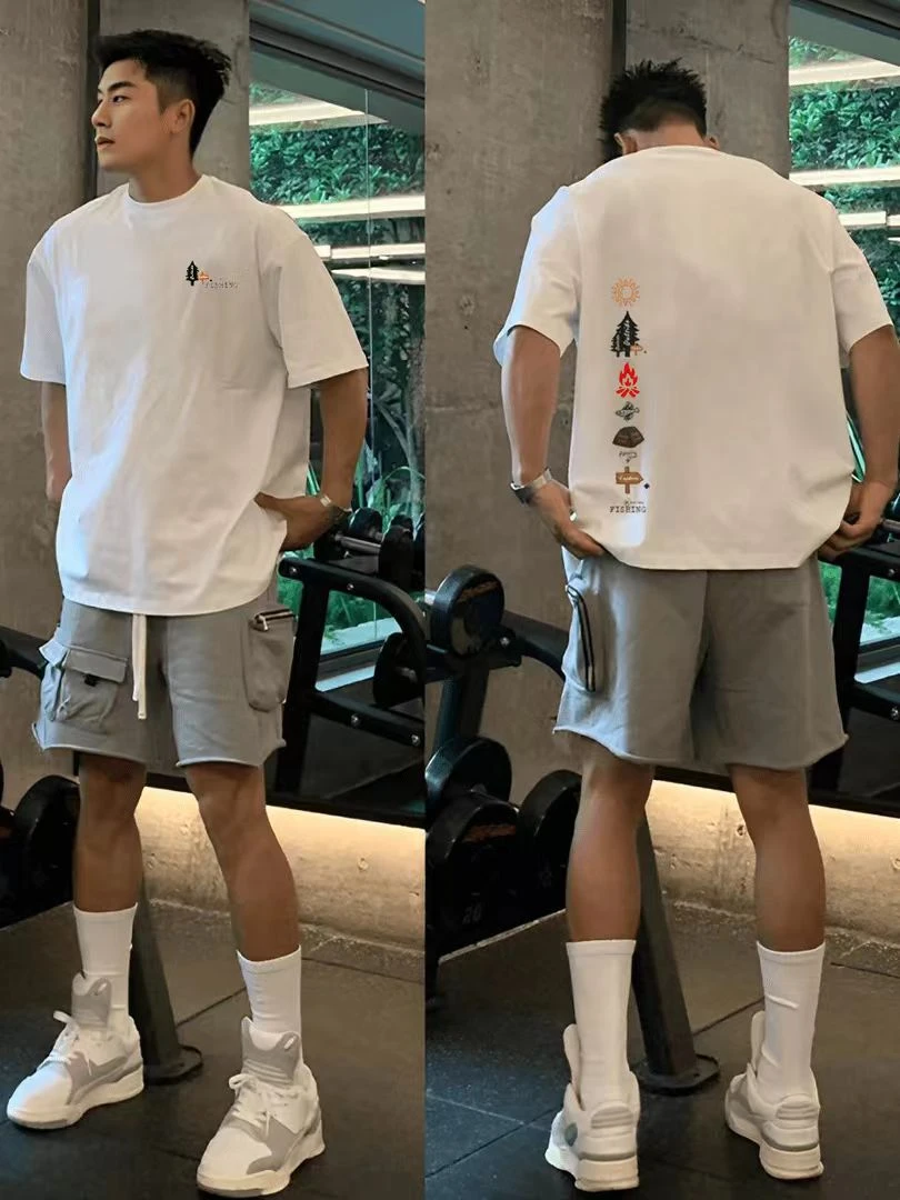 【重磅纯棉】cleanfit美式短袖T恤露营户外风休闲夏季大码宽松透气