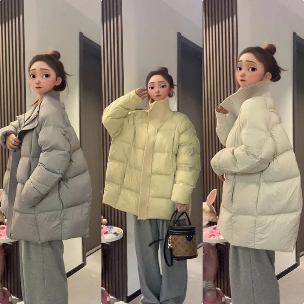 松弛有度 90新标三星白鸭绒一手长龟背显瘦羽绒服女宽松韩版