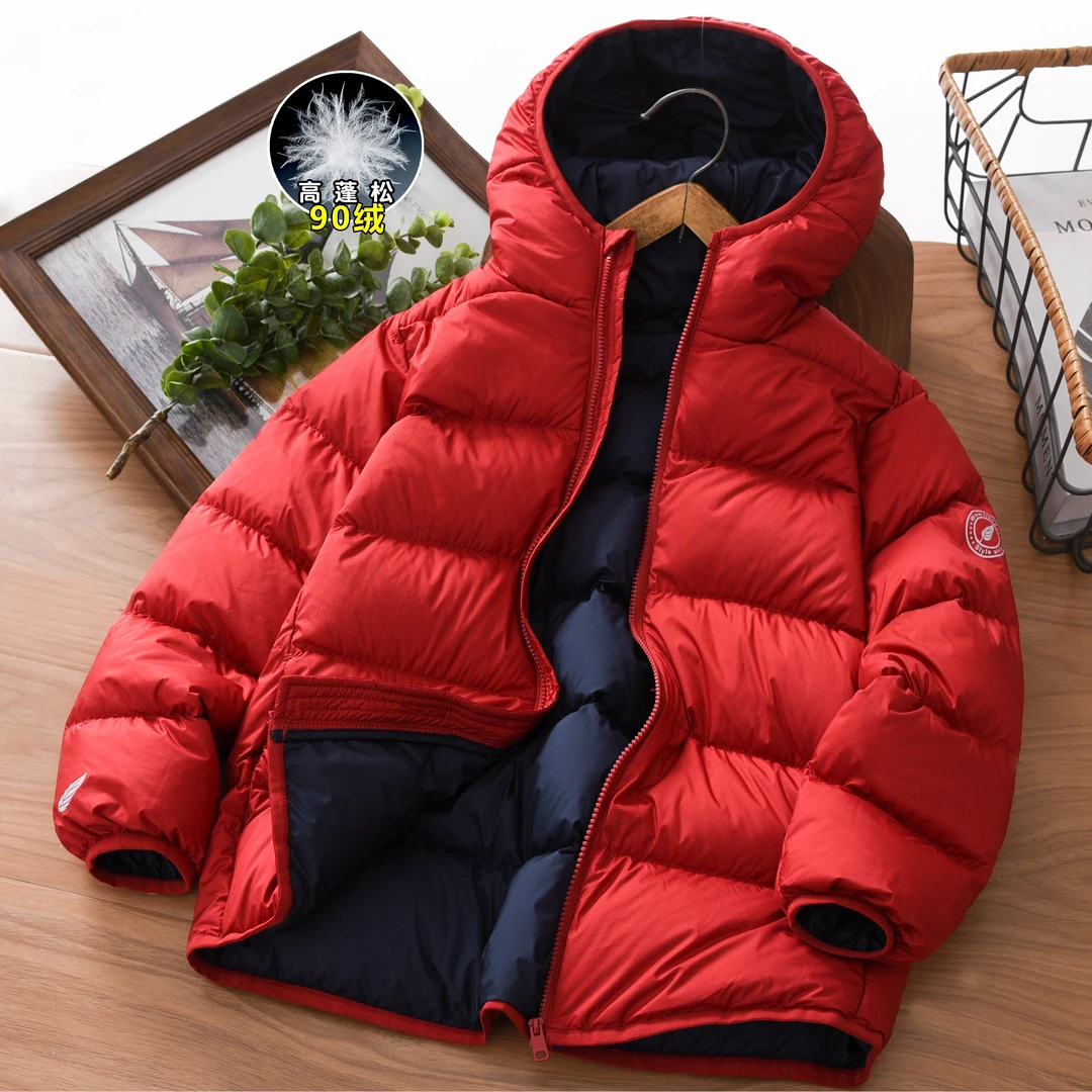 男童红色羽绒服冬季2025新款90白鸭绒男孩中大儿童装拜年棉袄外套