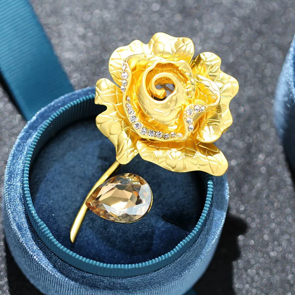高档夸张设计感玫瑰花胸针女时尚精致别针外套西装个性气质胸花