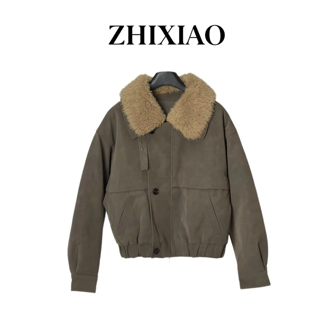 【ZHIXIAO】秋冬新款：毛领皮棉衣外套9220