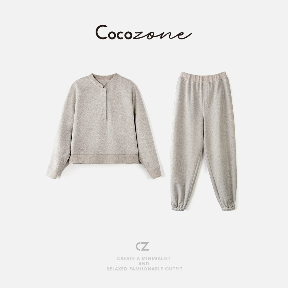 COCO ZONE刘一一 “压轴”圆领半开襟卫衣/休闲裤套装 CD1A1395