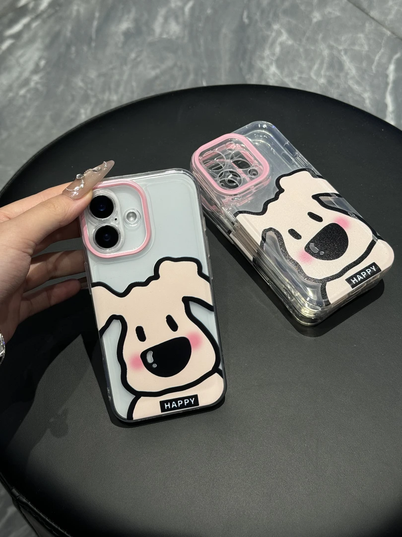 大鼻子开心小狗适用苹果16promax手机壳iPhone15透明13华为防摔