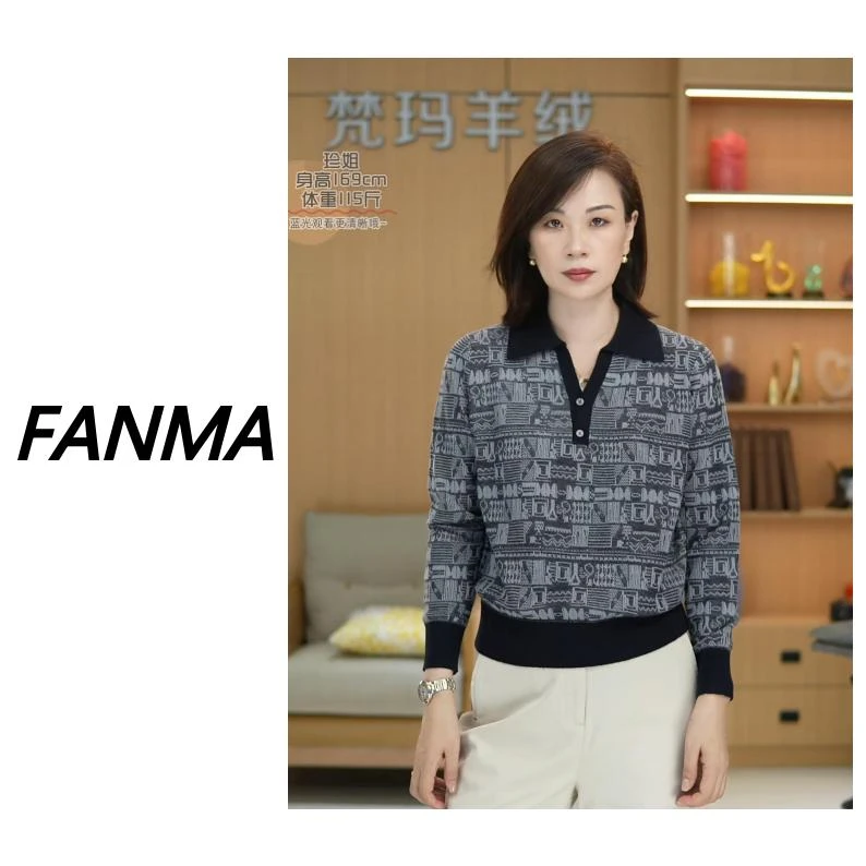 #提花设计# 设计师款翻领两粒扣女士时尚百搭针织衫  F59-6641