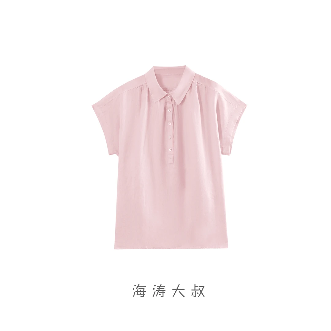 【海涛大叔】「绝美色彩」100%雨露麻复古洋气百搭连袖衬衫