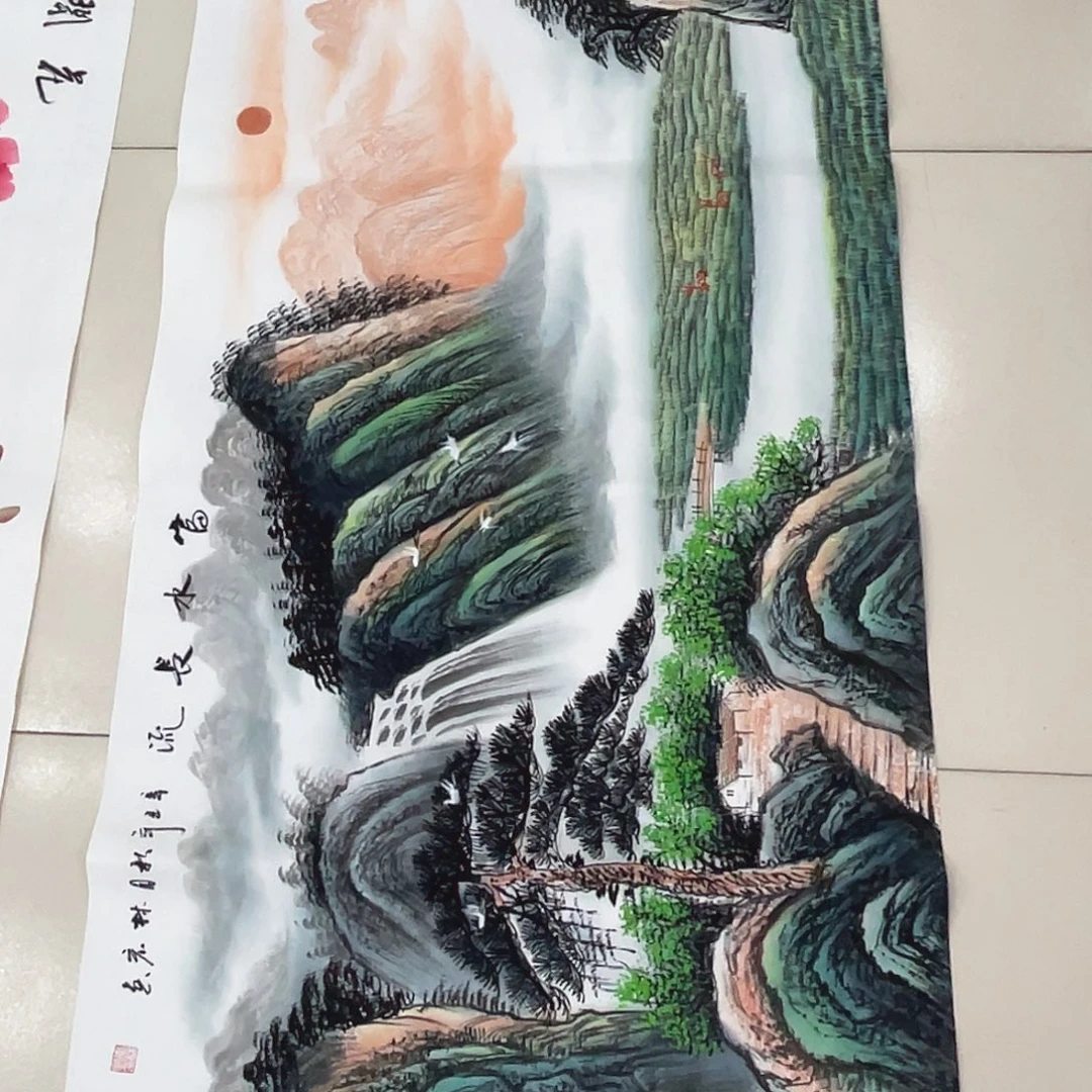 国画纯手绘山水花鸟