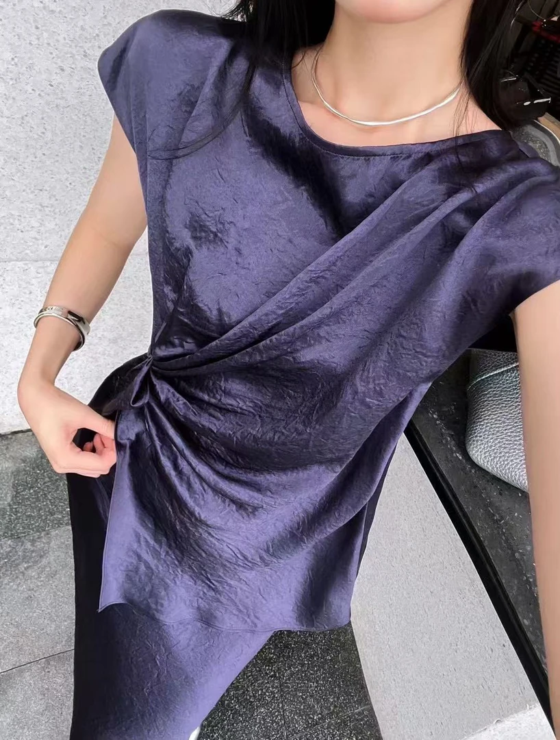 【Hui】醋酸肌理绉收腰上衣