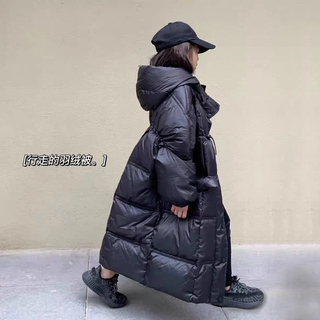 巴拉童年儿童过膝长款羽绒服2025新款男女童宽松厚收腰保暖白鸭绒