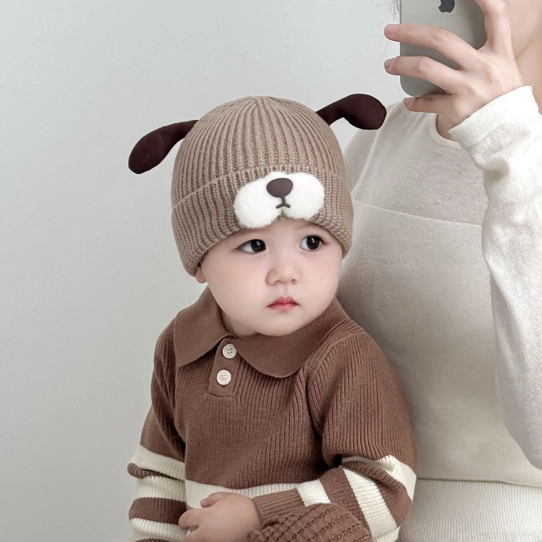 宝宝帽子秋冬季婴幼儿毛线帽冬天护耳帽小童可爱针织帽保暖防风帽