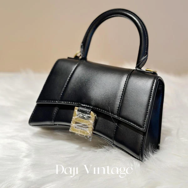 大吉中古/巴黎世家黑金光面XS沙漏斜挎包