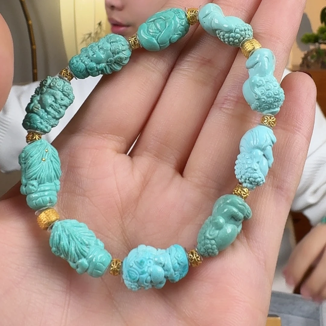 绿松石18K金镶嵌珠宝奇石