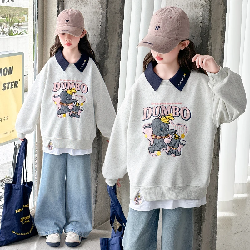 女童卫衣秋季外穿2025新款中大童洋气宽松卡通打底衫儿童长袖上衣