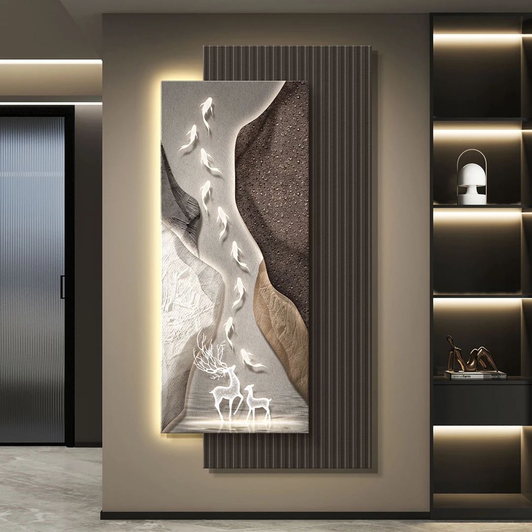 高档轻奢入户进门玄关装饰画走廊过道挂画壁画简约现代高级感