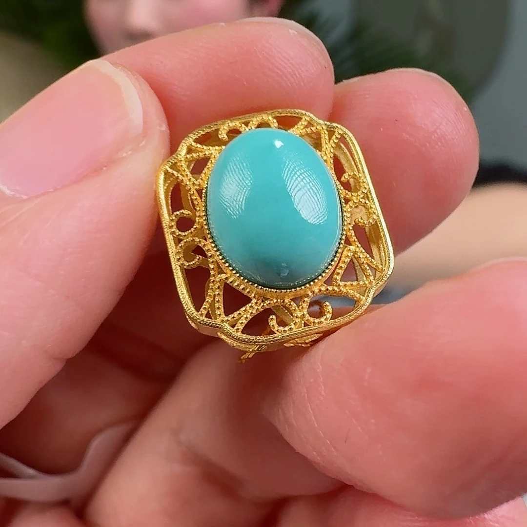 绿松石珠宝奇石18K金镶嵌