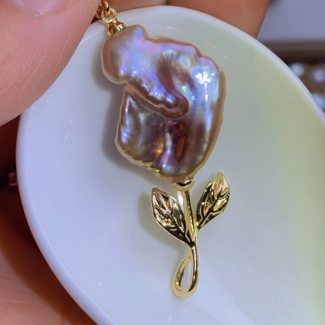 银S925镶嵌天然淡水珍珠淡水珍珠