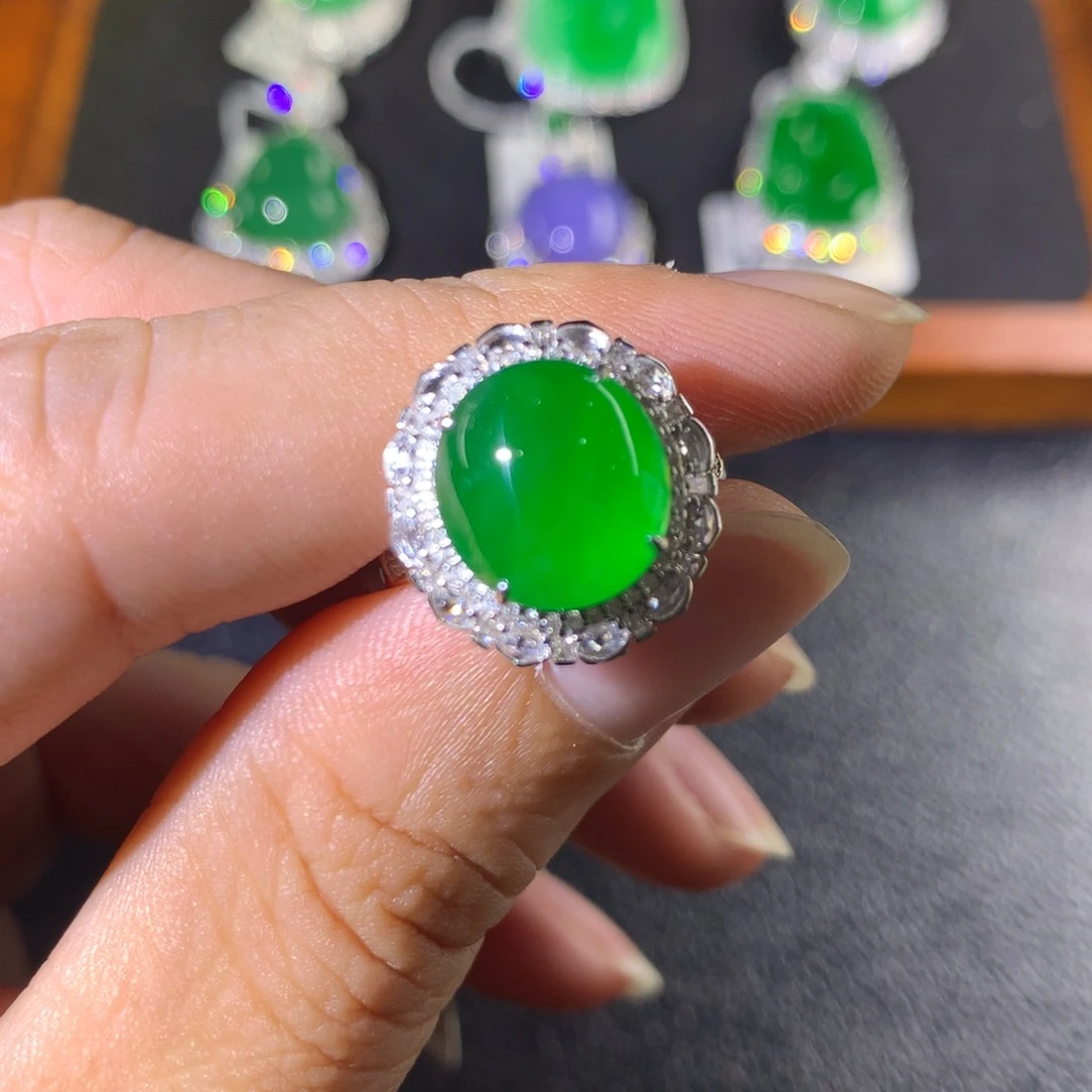 翡翠18K金镶嵌戒指两用