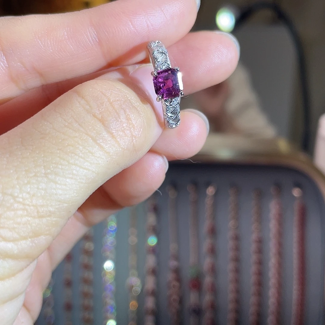 碧玺银S925镶嵌戒指