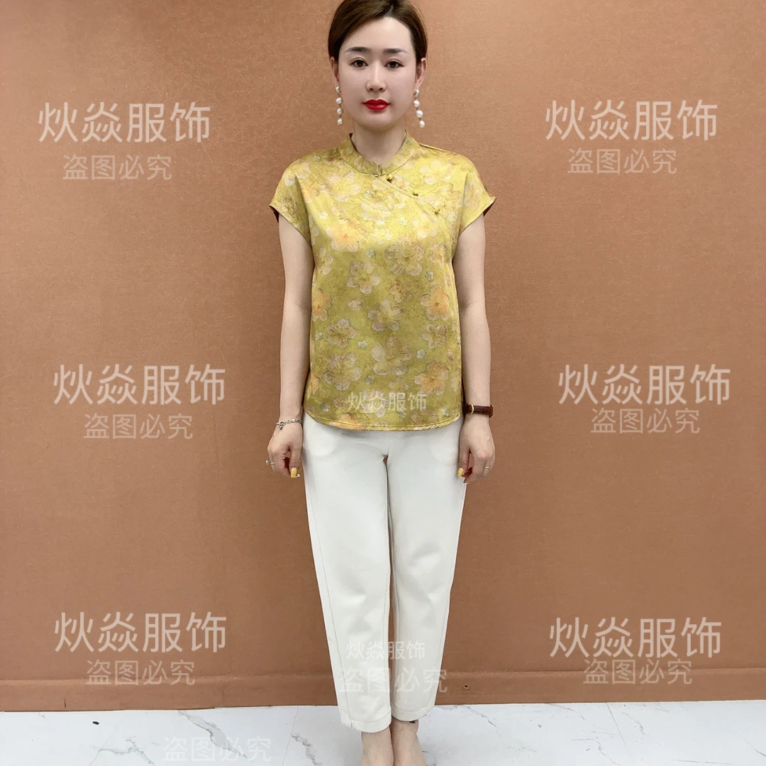 2025时尚经典严选新中式盘扣国风落肩上衣